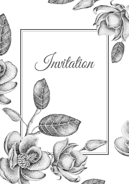 Bruiloft uitnodigingen sjablonen kaarten met bloemen magnolia's