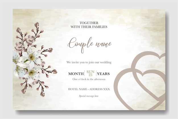 Vector bruiloft uitnodigingskaart bloemdessin