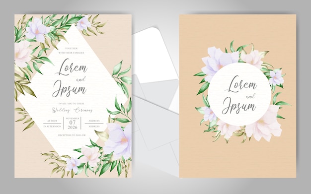 Bruiloft uitnodigingskaart briefpapier met aquarel bloemen arrangement