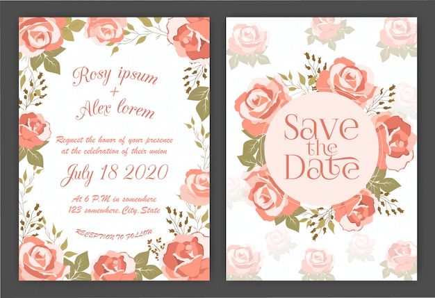 Bruiloft uitnodigingskaart Floral hand getekende frame.