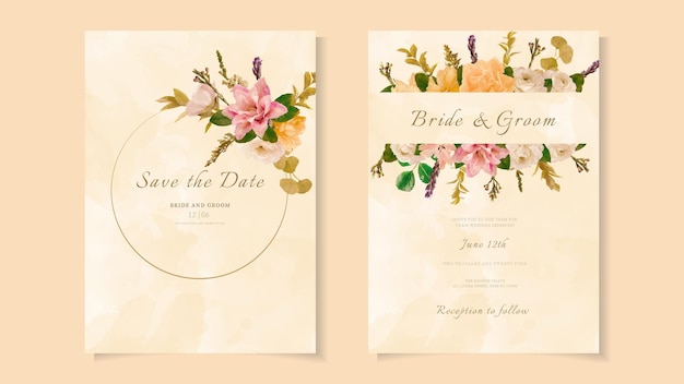 Bruiloft uitnodigingskaart frame bloemen set Bewaar de datum RSVP bedankt