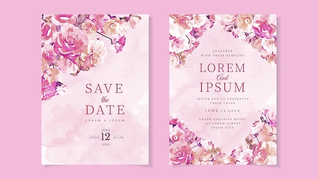 Bruiloft uitnodigingskaart frame bloemen set bewaar de datum rsvp bedankt