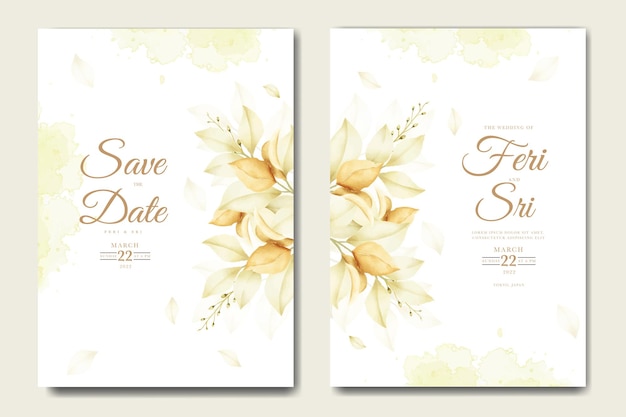 bruiloft uitnodigingskaart met bloemen aquarel sjabloon