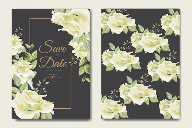 Vector bruiloft uitnodigingskaart met bloemen bladeren aquarel