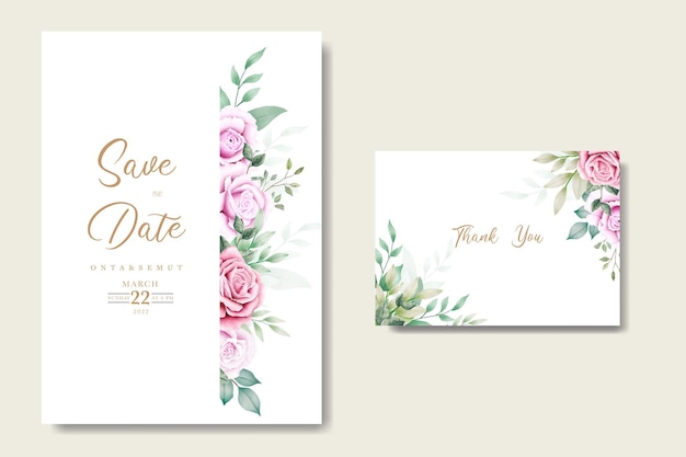 bruiloft uitnodigingskaart met bloemen roos aquarel