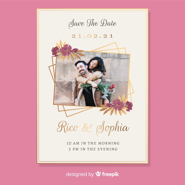 Bruiloft uitnodigingskaart met foto
