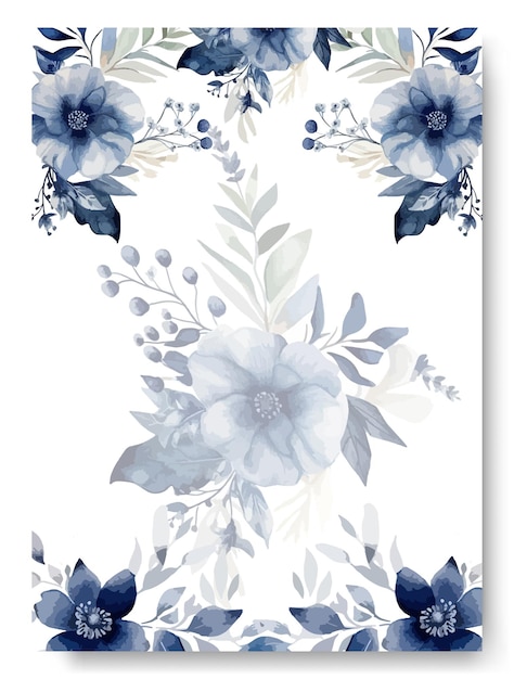 Bruiloft uitnodigingskaart met marineblauwe anemoon bloemen Rustieke trouwkaart