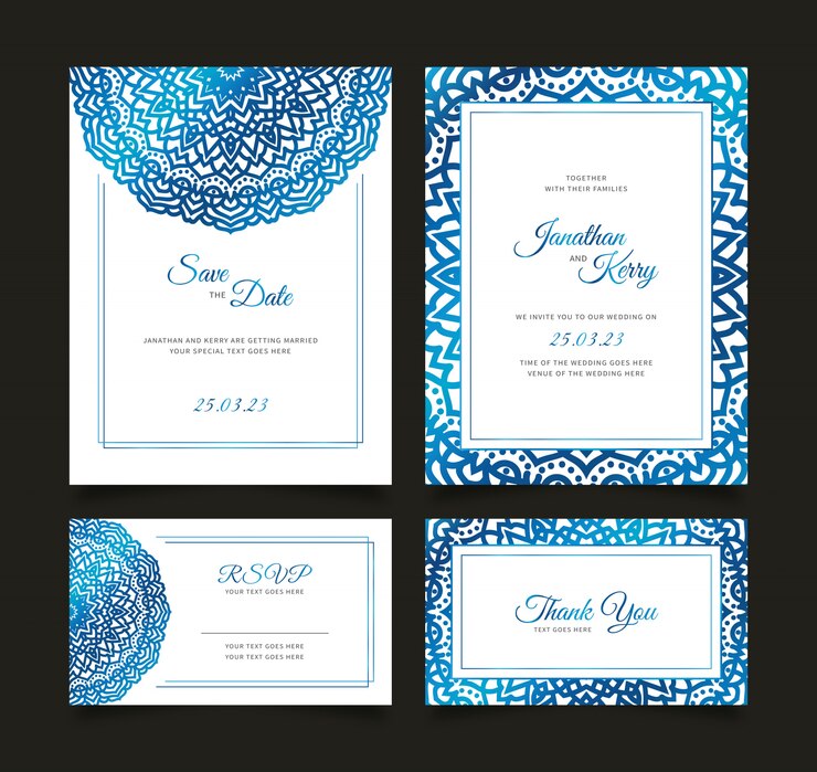 Bruiloft uitnodigingskaart set met bloemen abstract sjabloon als achtergrond
