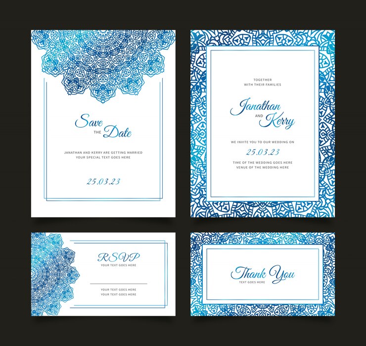 Bruiloft uitnodigingskaart set met bloemen abstract sjabloon als achtergrond