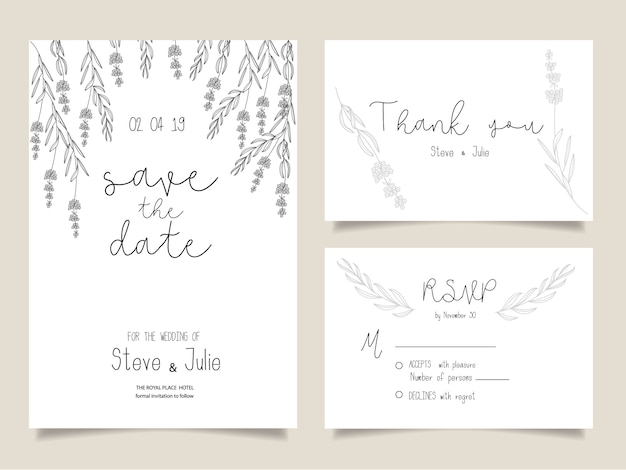 Bruiloft uitnodigingskaarten, bedankt kaart, trouwpapier