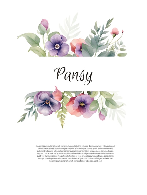 Bruiloft violet pansy bloemen Save the Date set Vector paarse lente bloemen boho uitnodigingskaart