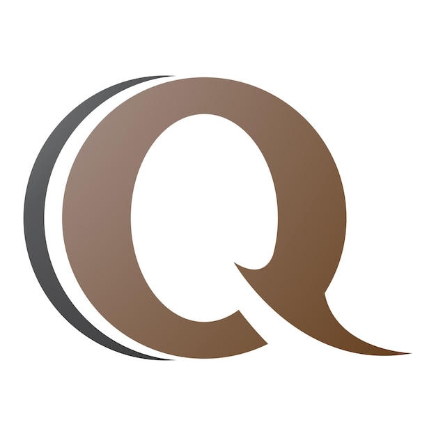 Vector bruin en zwart spiky ronde lettervormige q-icoon