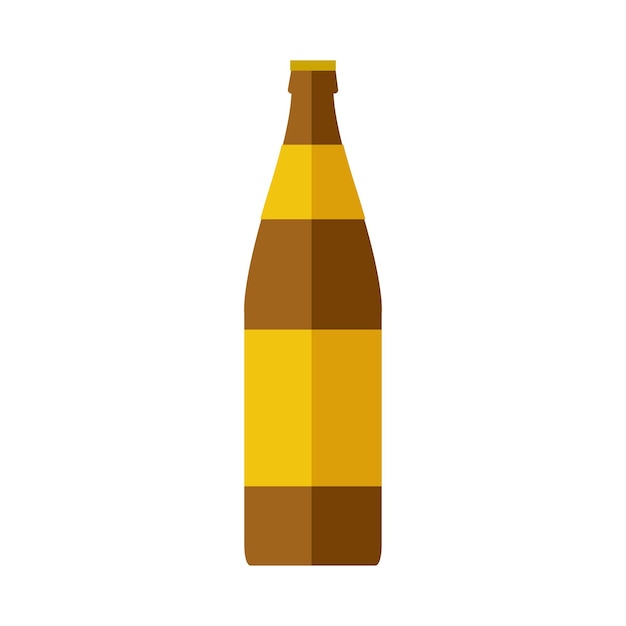 Bruin glazen flesje bier. Plat ontwerp.