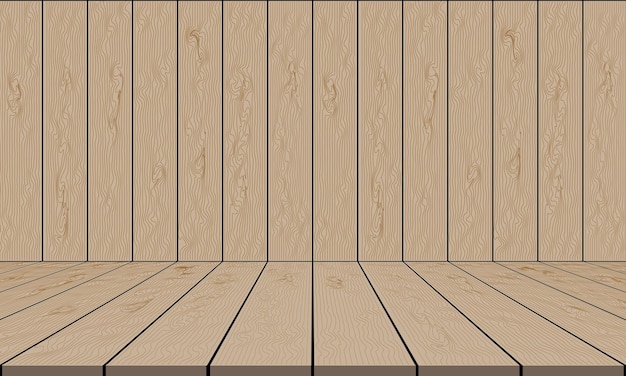 Bruin hout lege kamer muur en vloer podium achtergrond vector
