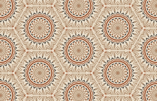 Bruin mandala grunge stof ontwerp patroon.