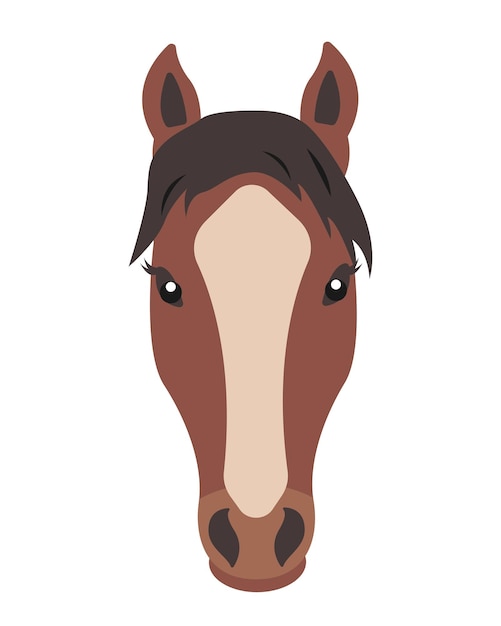 Vector bruin paard gezicht boerderij huisdier hoofd icoon