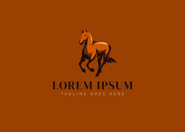 Bruin paard loopt Vintage moderne Logo ontwerpsjabloon