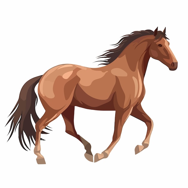 bruin paard schreden gracieus over een witte achtergrond vector illustratie