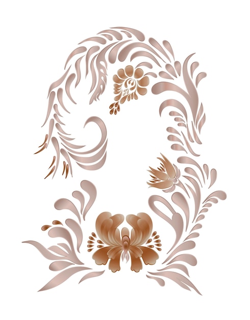 Bruin vintage bloemen vectorillustratie