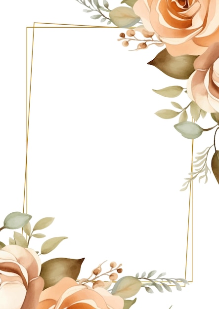 Bruin wit en beige rustieke moderne krans achtergrond uitnodigingsframe met flora en bloemen