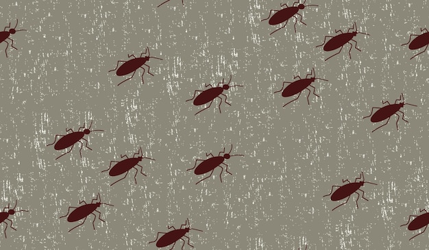 Bruine insecten kruipen Naadloos patroon met kleine kakkerlakken op gestructureerde achtergrond