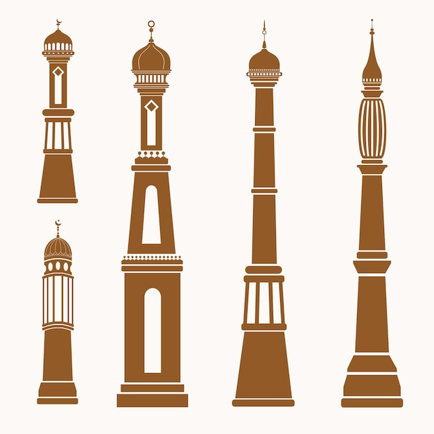 Bruine islamitische pijler silhouet collectie