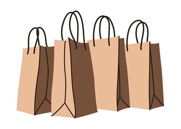 Bruine kraftpapier boodschappenzakken Eco lifestyle clip art