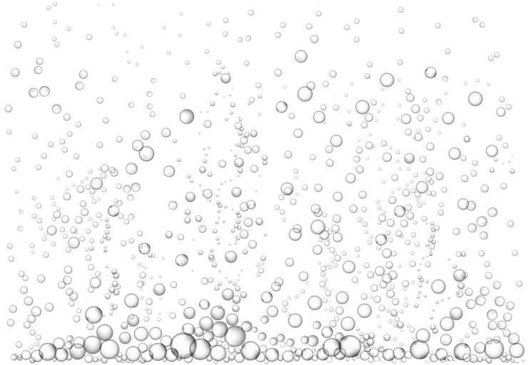 Vector bruisend bruisend watereffect transparante stijgende luchtbellen kokende vloeistof met stoomstroom mousserende drank achtergrond vectorillustratie van druppel luchtbel