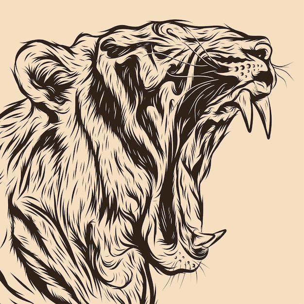 Brullende tijger hoofd vectorillustratie