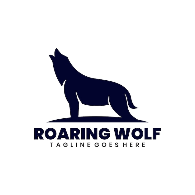Brullende wolf illustratie logo ontwerp silhouet