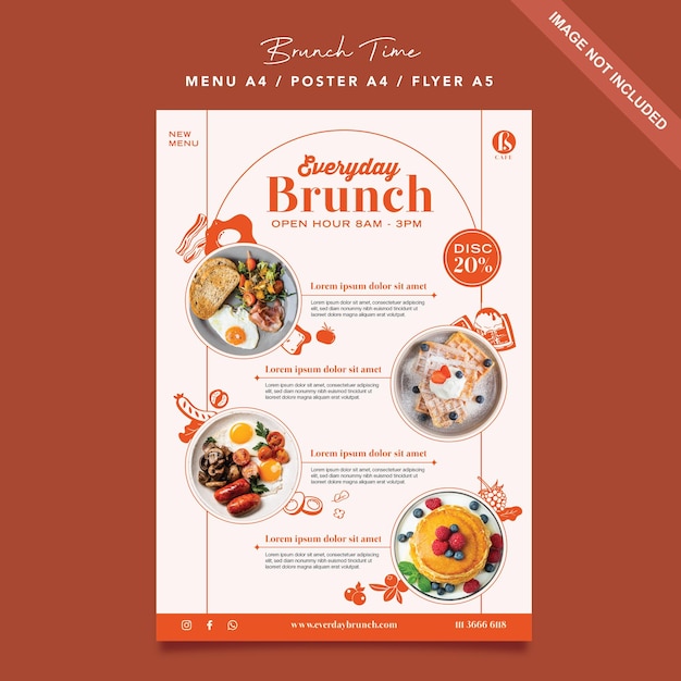 Menu del brunch e modello di volantino