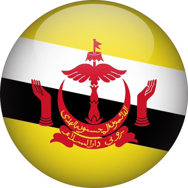 Brunei 3D Rounded Flag Button