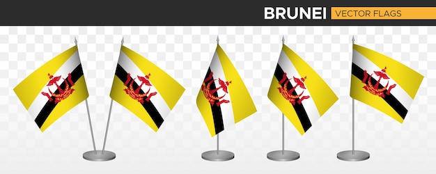 Brunei bureau vlaggen mockup 3D vector illustratie tabel vlag van Brunei Darussalam