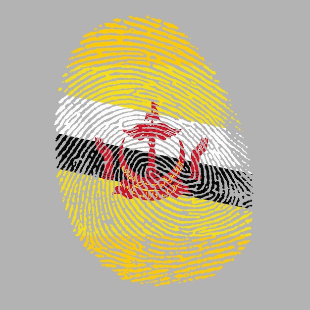 Vector brunei flag on finger imprint