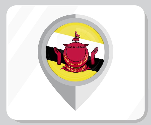 Brunei Glossy Pin Locatie Vlag Icon