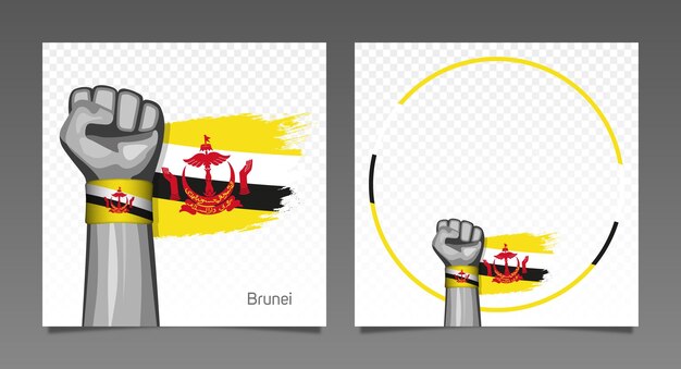 Brunei grunge vlag patriottische overwinning frame banners set hand aan de orde gesteld in de lucht Onafhankelijkheidsdag