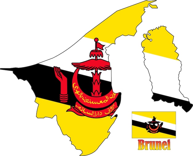 Brunei kaart en vlag