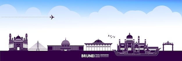 Grande illustrazione della destinazione di viaggio brunei.