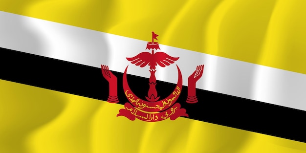 Brunei Waved Flag Vector Illustration Background