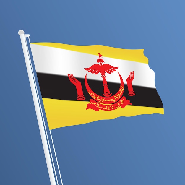 Vector brunei waving flag design and brunei flag design