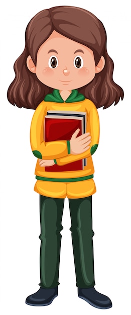 Vector a brunette girl student character
