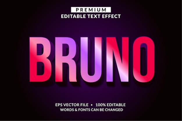 Vector bruno,modern editable text effect font style