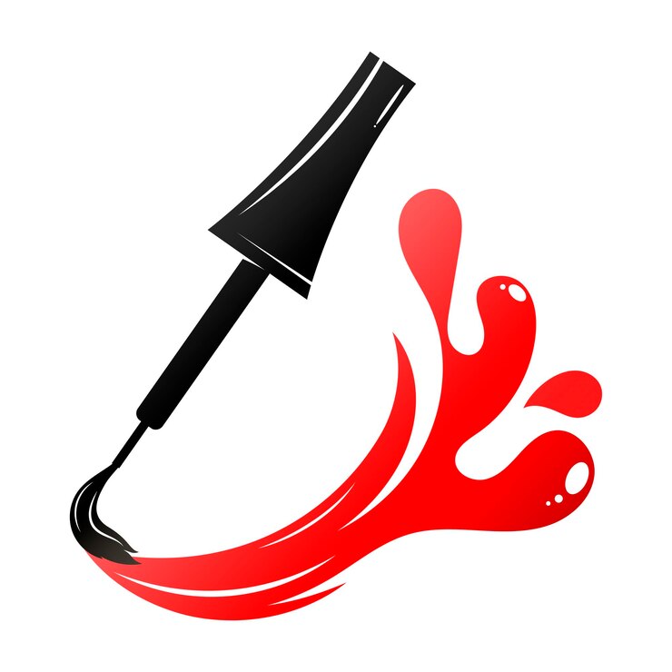 Vector brush and blot of red nail polish