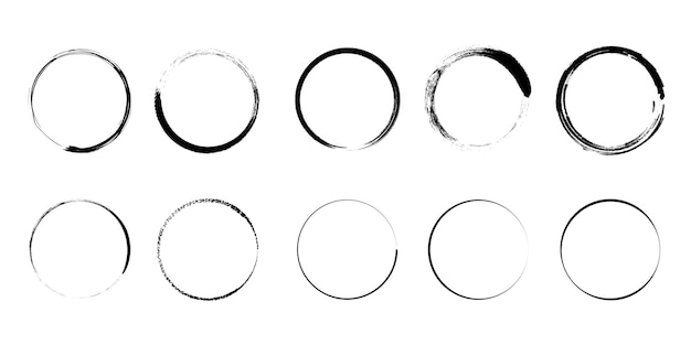 Vettore cerchi di pennello cerchi di grunge cerchi di pinzelletto texture acquerello cerchi d'inchiostro vettore di scorta