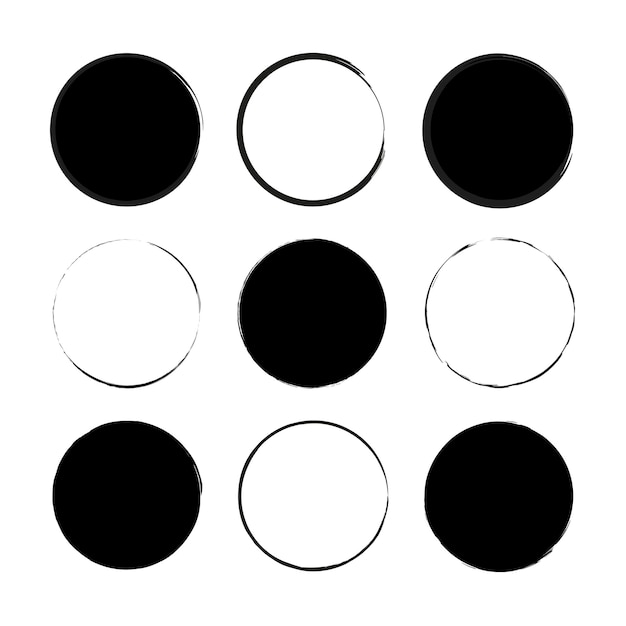 Vector brush circles round shape circle frame set vector illustration stock image