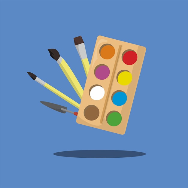 brush and color palette icon on blue background