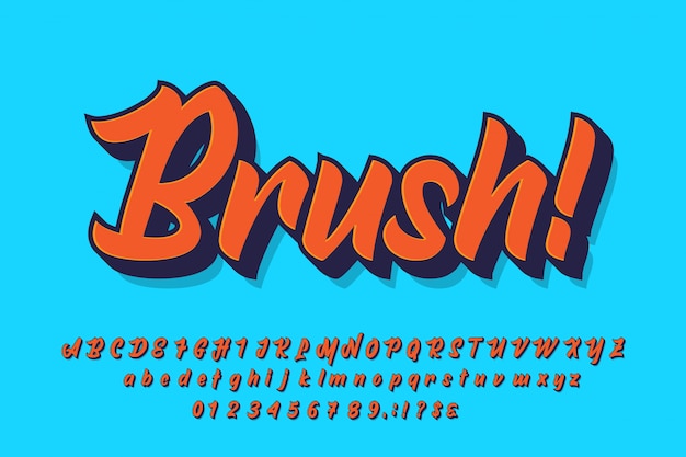 Brush display font with simple color and extrude for t-shirt design or sticker