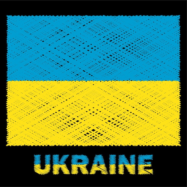 Brush flag ukraine in line art style Ukrainian flag symbol Concept art Vector illustration