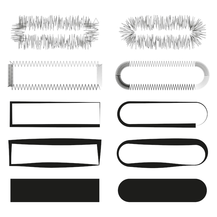 Vector brush frames rectangles ovals hand drawn scribble doodle circle set vector illustration