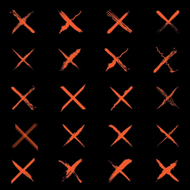 brush grunge style cross icon set